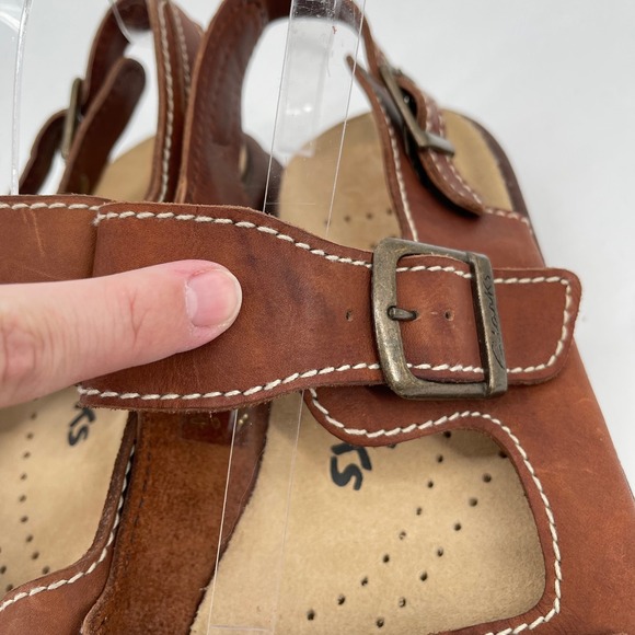 Clarks Active Air Mens Leather Brown Adjustable Buckle Slingback Sandals Size 14 - Picture 10 of 11